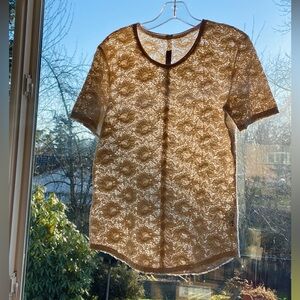 GUC Raquel Allegra S 2 Floral Lace Ivory Blouse Women’s Short Sleeve Top Tee